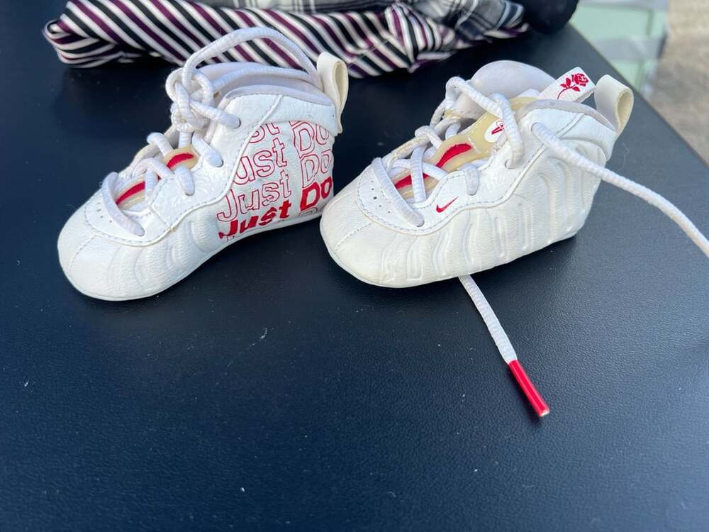 Nike Little Posite One TD Bodega Rose White Red Crib Bootie Baby Shoes